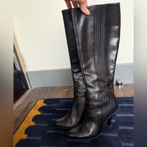 Emporio Armani Black Leather Boots with Logo - Picture 6 of 6